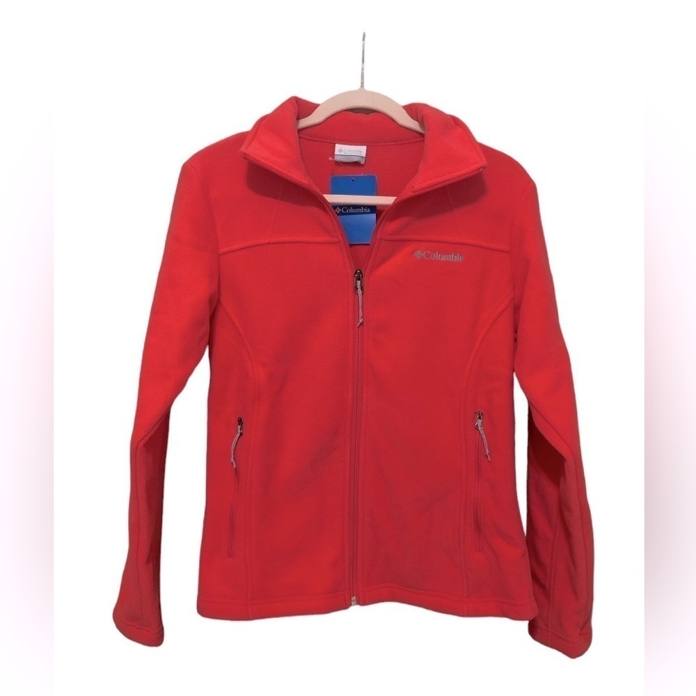 Columbia Women’s Fleece Jacket Medium Juicy Coral Pink Full Zip Pockets NWT